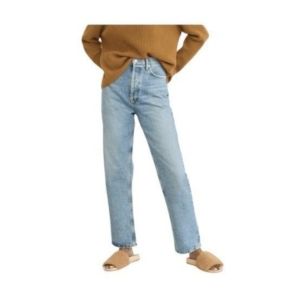 Agolde 90's Pinch Waist Jeans High Rise Straight Leg Blue Medium Wash Denim 24